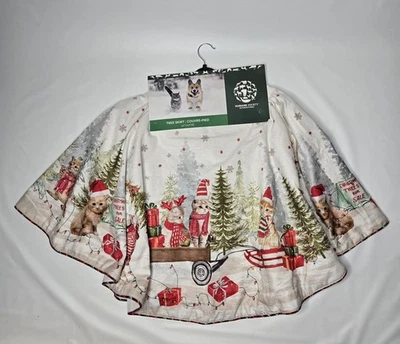 Cats & Kittens Christmas Tree Skirt Humane Society International Bells Fabric  - Image 1 of 4