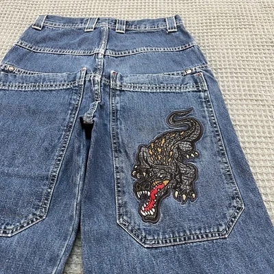 Pantalones de mezclilla bordados vintage JNCO cocodrilo talla 12 (26x25) Foto 1 de 4