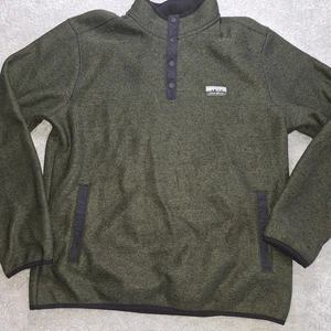 Eddie Bauer Sweater Mens Large Green Knit Fleece Snap Pullover Classic Fit  - Picture 1 of 11