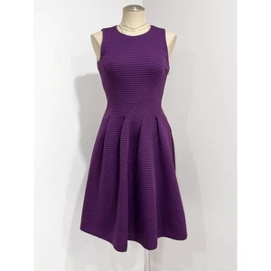 Calvin Klein Purple Striped Sleeveless Scuba Fit & Flare Dress Size XS or S - Picture 1 of 5