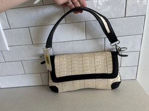 Kate Landry Two Toned Woven Purse Clutch Shoulder Bag Brown Black NWT Boho - Picture 1 of 10