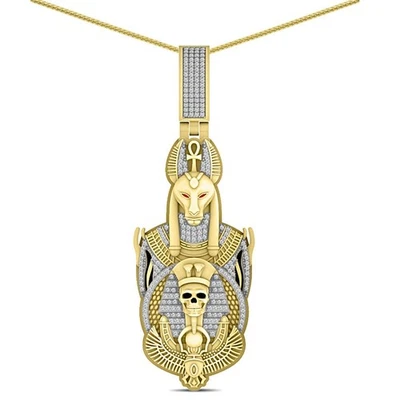 Pingente amuleto escaravelho faraó cruz anúbis egípcio moissanita VVS1/D - Imagem 1 de 2