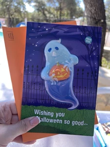 Hallmark Halloween Grußkarte Geräusche & Lichter Geist Spaß saisonal NEU - Bild 1 von 5