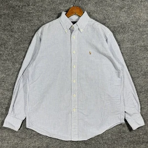 Vintage 90er Polo Ralph Lauren Oxford Hemd Damengröße 10 gestreift Fleisch Pony - Bild 1 von 14