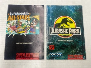 Super Mario All-Stars & Jurassic Park SNES Instruction Manual Only - Zdjęcie 1 z 2