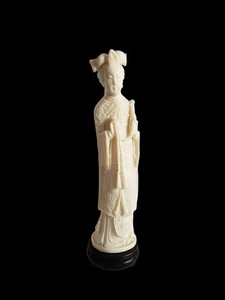 Vintage Detailed Ivorine Resin Faux Bone Female Chinese Empress Statue 10"Tall - Picture 1 of 13