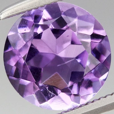 Unheated 1.65ct t.w 8mm Round Natural Purple Uruguayan Amethyst Gemstone - Image 1 of 4