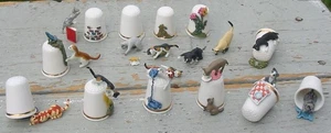 12 Bone China United Kingdom Porcelain Cat Thimble Metal 3-D Cats ©HC England - Picture 1 of 6