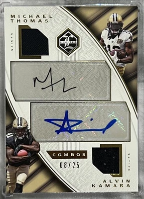 2017 Panini Limited Combos Jersey Autos Michael Thomas Alvin Kamara Auto /25 - Image 1 of 2