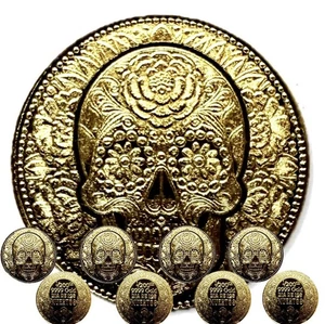 LOT X 5 MONARCH DAY OF THE DEAD 1/200 OZ .9999 FINE GOLD ROUNDS IN CAPSULE BU - Picture 1 of 8