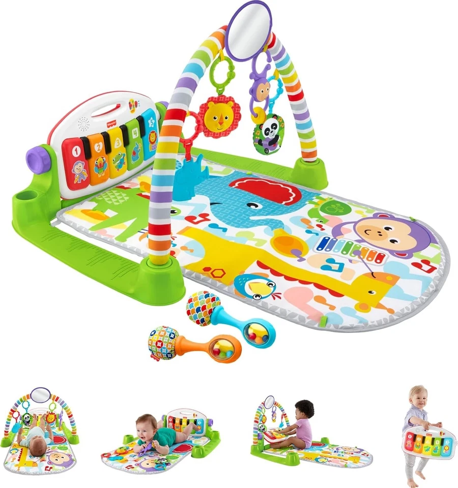 Игровой коврик для фортепиано спортзала Fisher Price FVY57 Deluxe с игрушками и клавишами для фортепиано - Изображение 1 из 4