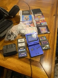Game Boy Advance SP Cobalt und 7 Spiele mit Zubehör getestet funktioniert! - Bild 1 von 13