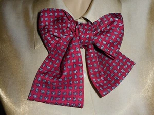 2 Vintage Silk Blouse Bow Ties Red Grey, Pink Blue - Picture 1 of 4