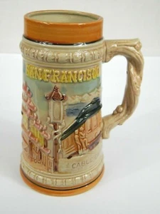 Vintage Keramik Bierkrug mit San Francisco Mitte 70er Jahre California Souvenir  - Bild 1 von 7