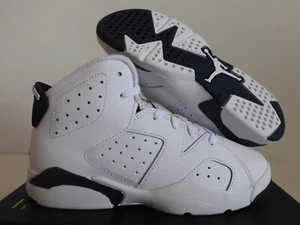 NIKE JORDAN 6 RETRO (PS) WHITE-MIDNIGHT NAVY BLUE SZ 1.5Y [384666-141] - Picture 1 of 5