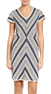 NIC+ZOE 241280 Womens Short Sleeve Stripe Sweater Dress Multi Size X-Small - Picture 1 of 4