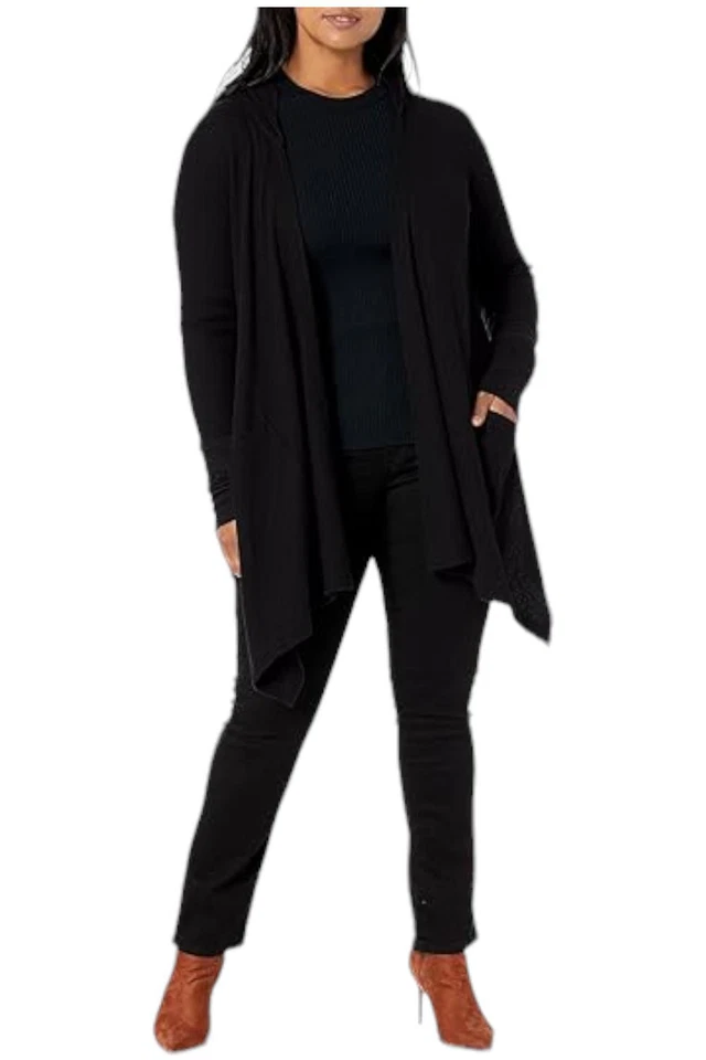 Cárdigan con capucha Splendid para mujer envolvente térmica negro Foto 1 de 1