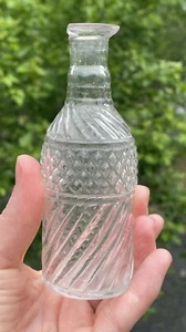 Antique Boston & Sandwich Glass Co. Blown Three Mold Cruet Oil Bottle Clear 1800 - Picture 1 of 10