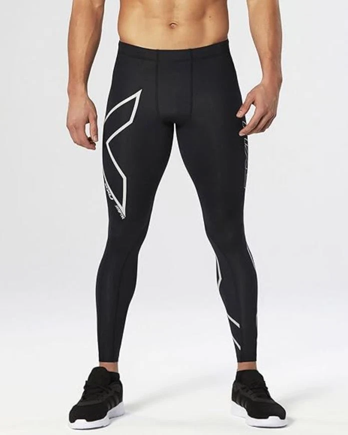GENUINE | 2XU Mens Hyoptik Compression Long Tights – (Black/SRF) - Image 1 of 4