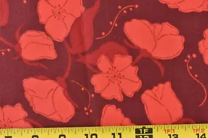 19" Long, Red Floral on Dark-Red Quilt Cotton, FreeSpirit/Valori Wells, M6811 - Picture 1 of 5