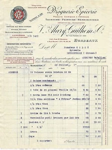 BORDEAUX . FACTURE DE 1931 . MARY GUILHEM & Cie . EPICERIE DROQUERIE EPICES RIZ - Picture 1 of 1