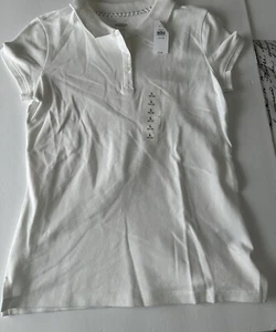 NWT OLD NAVY GIRL'S WHITE COLLAR UNIFORM POLO SHIRT ♡ SIZE LARGE 10-12 - Picture 1 of 5