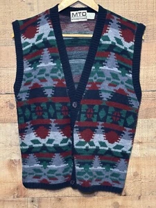 Vintage MTO International Boy’s Size 20 Sweater Vest Button Down Geometric Print - Picture 1 of 5