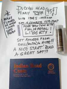 Nice Indian Head Penny / Flying Eagle Starter Set 45 Coins w/ 1908-S COBM-6075 - Picture 1 of 23