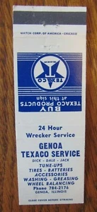 TEXACO GASOLINERA MATCHBOOK: GENOA SERVICE (GENOA, ILLINOIS) (AÑOS 60) -F24 - Imagen 1 de 1