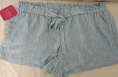 Isabel Tie-Front Pull-On Striped Maternity Shorts -sz L NWT - Image 1 of 2