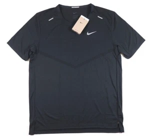 NIKE DRI FIT RISE 365 RUNNING SHORT SLEEVE TOP - BLACK CZ9184-010 - MEN XL - Picture 1 of 20