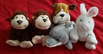 7 Ganz Webkinz/Lilkinz Dolphin, Bulldog, Rabbit, (2) Cheeky Monkeys - NO CODES  - Image 1 of 3