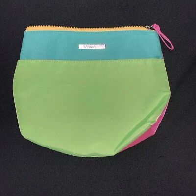 Clinique косметический макияж туалетных принадлежностей путешествий чехол сумка розовый зеленый Colorblock карман - Изображение 1 из 4