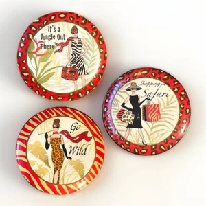 3 Safari Girls Collectors Canapé Plates Certified International Jennifer Brinley - Picture 1 of 7