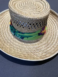 Vtg Straw Panama Planter  Hat Made in USA  Size Medium - Picture 1 of 9