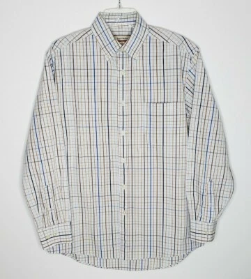 Barry Bricken Long Sleeve Shirt Men's Medium Multicolor Checks Spare Logo Button - Image 1 of 4