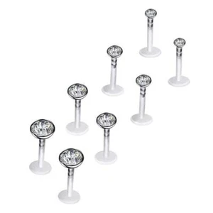 4-10PCS Clear Cartilage Earring 16G Clear Acrylic Labret Ring Lip Studs Retainer - Picture 1 of 16