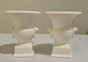 Set di 2 Vasi Vintage Piccoli Vasi Ceramica Avorio - Foto 1 di 4