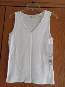 Vintage Crazy Horse Womens White Knit Tank Top Size L Cotton NEW - Picture 1 of 4