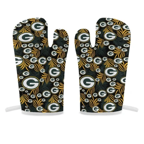 Green Bay Packers Thermal Gloves Oven Gloves 2 Piece Set of Insulated Gloves Cover