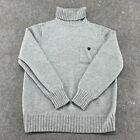 VINTAGE Banana Republic Sweater Mens S Grey Merino Wool Turtle Neck Pullover Y2K