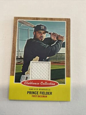 2011 Topps Heritage Clubhouse Relic PF Prince Fielder Brewers Jersey White ♨️r - Image 1 of 4