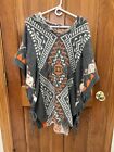 Cape Poncho w Hood Multicolor One Size Fits Most Ties  On Sides Soft
