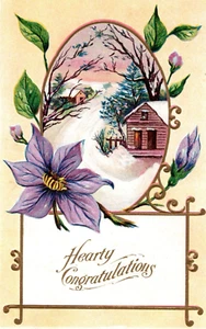 1910 Embossed Postcard "Hearty Congratulations" - Picture 1 of 3