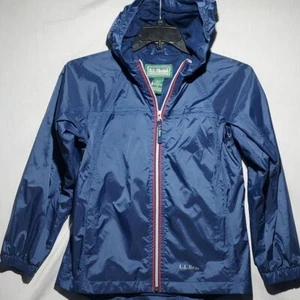 L.L. Bean navy striped kids hooded windbreaker size 10 - Picture 1 of 6