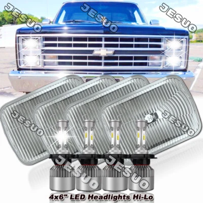 4PC 4x6" Inch LED Headlight For Chevrolet V10 V20 V30 R10 R20 Suburban 1987 1988 Foto 1 de 4