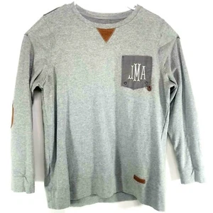 Marley Lilly Size Large pullover sweater gray with elbow pads and front monogram - Picture 1 of 11