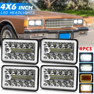 For Chevrolet Caprice 1977 to 1986 DOT 4PCS 4x6" LED Headlights Hi/Lo Halo DRL - Picture 1 of 15
