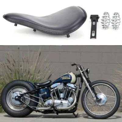 Soporte individual de resorte de asiento de cuero para motocicleta para Harley Honda Yamaha Kawasaki Foto 1 de 4