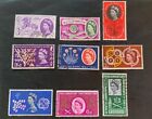 UK Great Britain 1960 - 9 used stamps with Michel No. 339, 341, 345, 347, 350